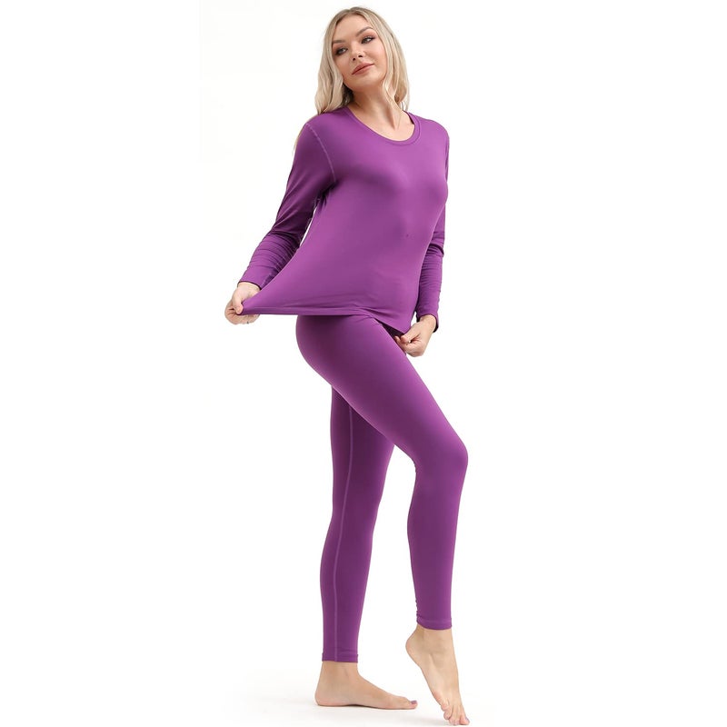 PISIQI Thermal Underwear Women Ultra-Soft Long Johns Set Base Layer Skiing Winter Warm Top & Bottom Purple - Image 5